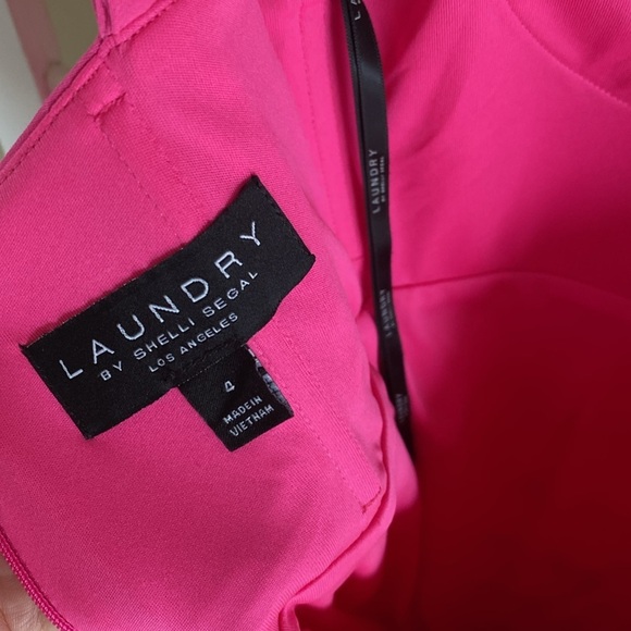 Laundry By Shelli Segal Hot Pink Split Front Sheath Formal Cocktail Gown Size 4 - Picture 13 of 16